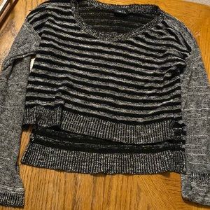 Grey, black, sweater, cropped